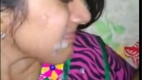 Indian aunty choked and covered in semen during facial