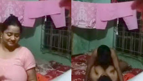 Indian wife with large breasts vigorously penetrated in heated video