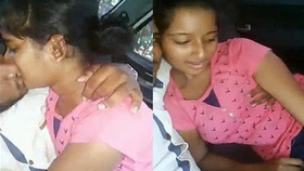 A lovely Indian girl performs oral sex in a car