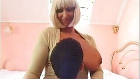 Hot mommy with tits sucks and fucks with son