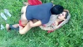 South Asian couple engages in outdoor sex