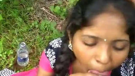 Indian babe performs oral sex in the woods