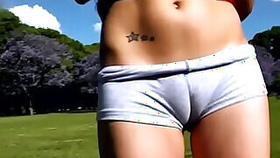 ROUND ASS TEEN in Short Shorts EXPOSING big CAMELTOE IN PUBLIC PARK video AMG Complete Lo Res Version