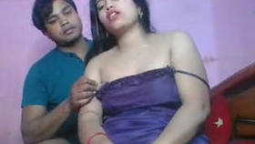 Aroused brother-in-law pleasures himself with his sister-in-law's attractive breasts