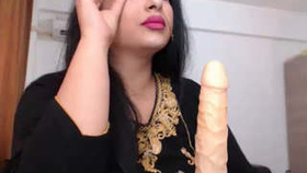Sensual Indian woman uses dildo for self-pleasure in heated recording