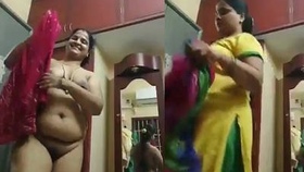 Indian wife from Andhra Pradesh (Telugu) changing clothes