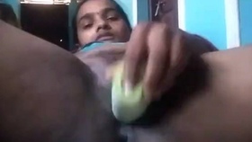 Indian aunts use large dildo to pleasure themselves with cucumber