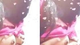 Indian chick plays with hidden face takes XXX boobs to light on a phone camera