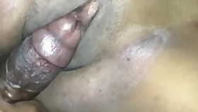 Desi rubbing clit with cock Close Up