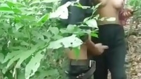 Rustic Girl Fucks Her Pussy with Young Guy in the Jungle