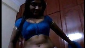 Andhra aunt gives blowjob and undresses in sari for sex