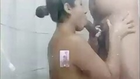 a quick blowjob in the bathroom from a couple of desi