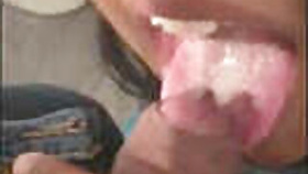 Horny girl sucks cock in college bathroom and says All cum in her mouth